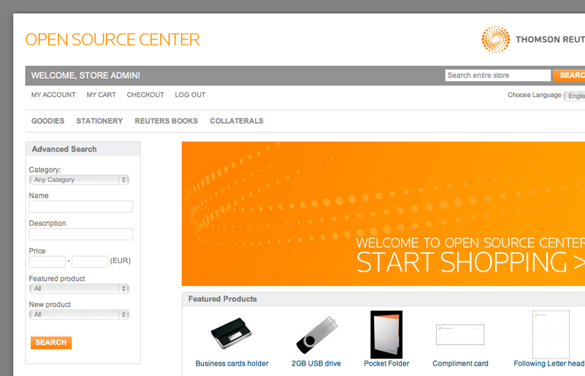 screenshot of Thomson Reuters Intranet Store