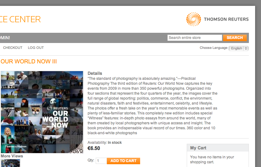 screenshot of Thomson Reuters Intranet Store