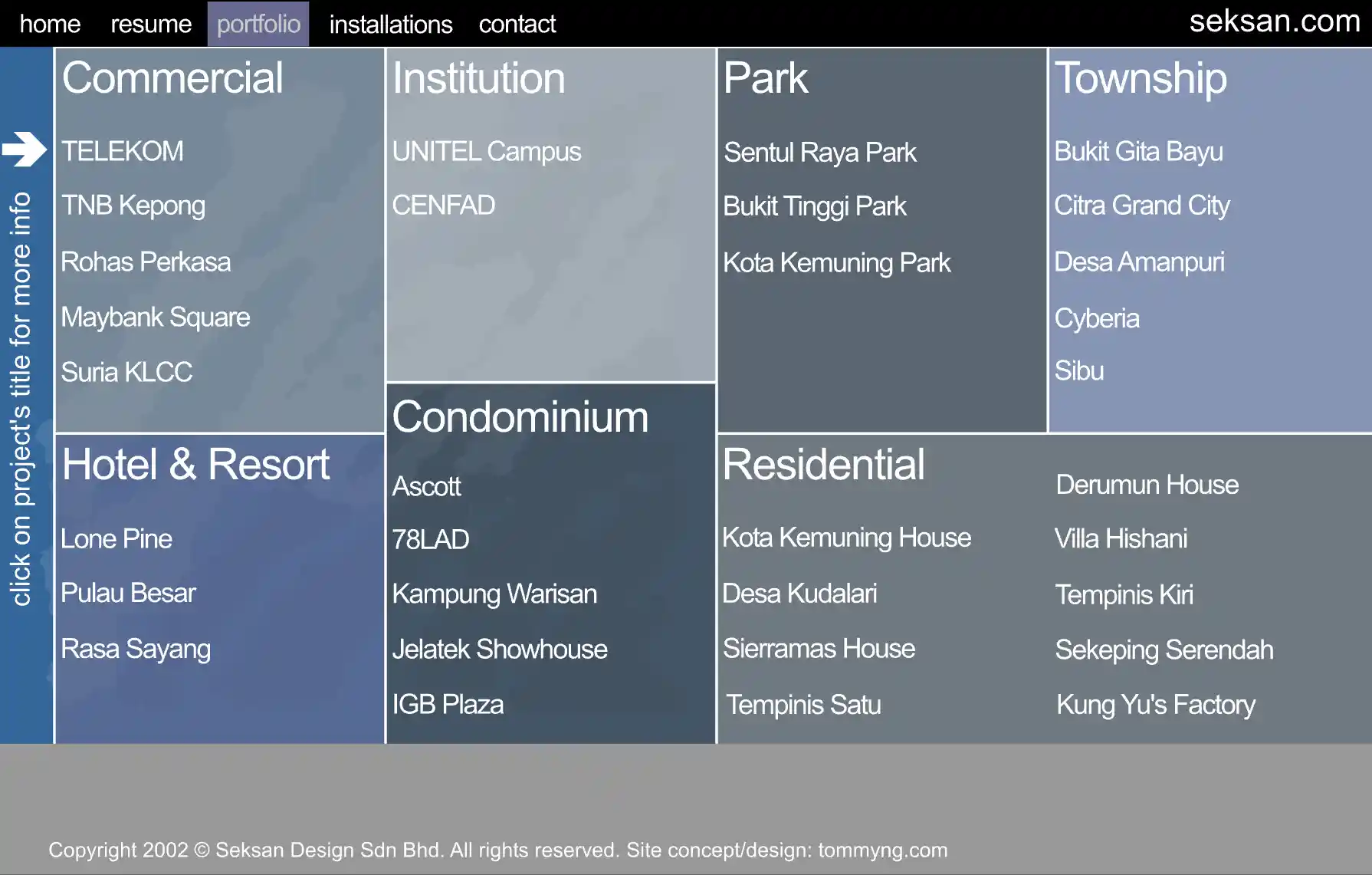 screenshot of Seksan Design website 2002