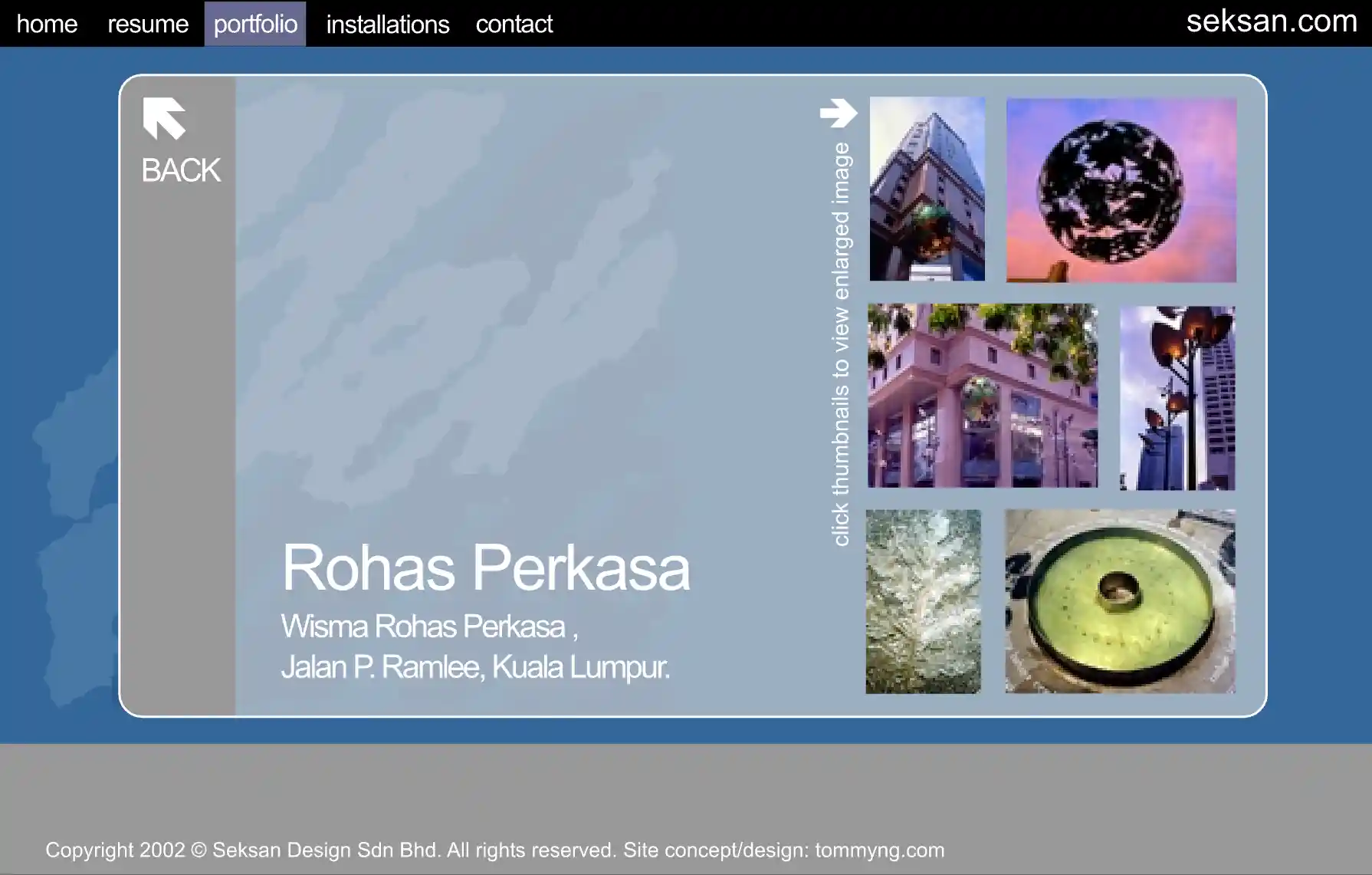 screenshot of Seksan Design website 2002